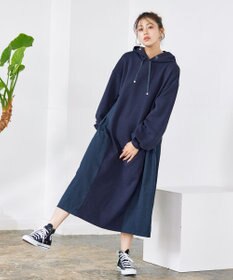 Tiaclasse 【洗える】ダンボール切替パーカーワンピース