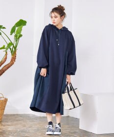 Tiaclasse 【洗える】ダンボール切替パーカーワンピース