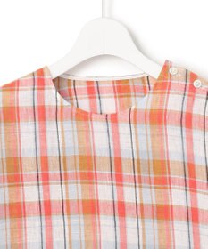 23区 【先行予約】LIBECOリネン チェック ボリュームスリーブ ブラウス