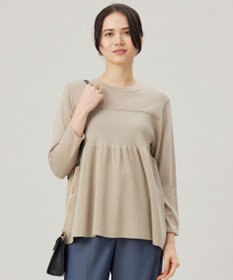 自由区 L 【洗える】ドライコットンハイゲージペプラム ニット