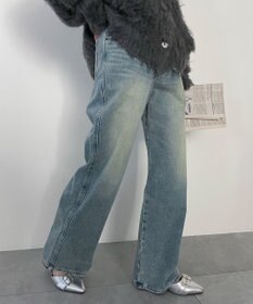 WEGO 【新色追加/美脚/XSSMLサイズ展開】ストレートデニムパンツ