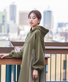 Tiaclasse 【洗える】ダンボール切替パーカーワンピース