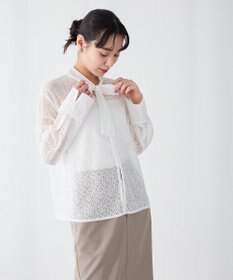 CRAFT STANDARD BOUTIQUE ＜セレモニー＞前後2WAYレースボウタイブラウス