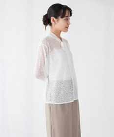CRAFT STANDARD BOUTIQUE ＜セレモニー＞前後2WAYレースボウタイブラウス