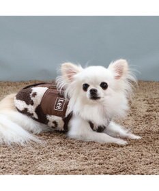 PET PARADISE Lee 牛柄 背中開きボアベスト 《 白茶》 小型犬
