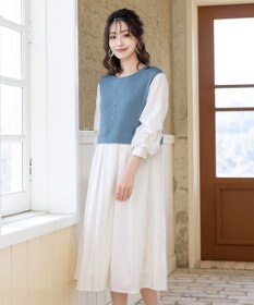 Tiaclasse L 【洗える】一枚でコーデが決まるニットソーレイヤード風ワンピ
