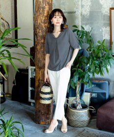 Tiaclasse L 【洗える】美脚効果も叶うリボン付きテーパードパンツ