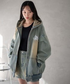 WEGO ヴィンテージウォッシュBIGフードブルゾン