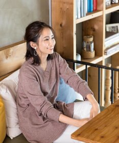 Tiaclasse L 【洗える】幅広く活躍が期待できるVネックリブニットチュニック