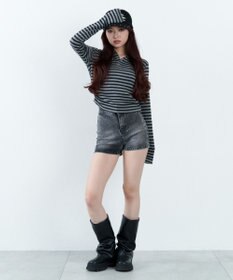 WEGO ハイウエストマイクロデニムショーツ