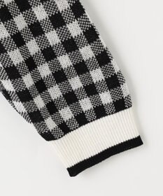 ANY KIDS ギンガム総柄ニット カーディガン