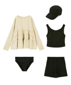 San-ai Resort（三愛水着楽園） 【WEB限定】5点セット キャップ付きUVカットタンキニ+ティアードラッシュセット水着【BeachQueen(ビーチクイーン）】