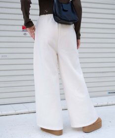 WEGO 【ウエストゴム】グラフィック刺繍裏起毛ワイドSWTパンツ