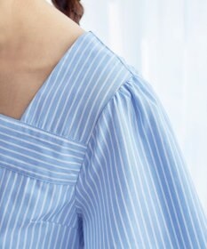 Tiaclasse 【洗える】ストライプフレアスリーブチュニックブラウス