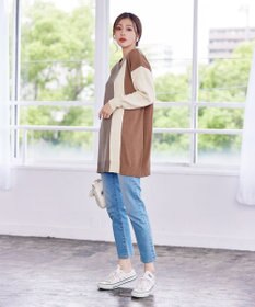 Tiaclasse 【洗える】配色ニットチュニック