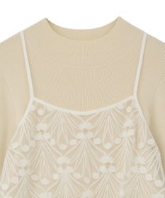 YECCA VECCA 【2点SET】刺繍レースキャミセットハイネックニット