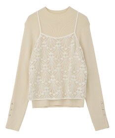 YECCA VECCA 【2点SET】刺繍レースキャミセットハイネックニット