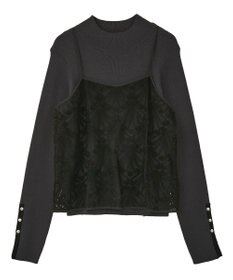 YECCA VECCA 【2点SET】刺繍レースキャミセットハイネックニット