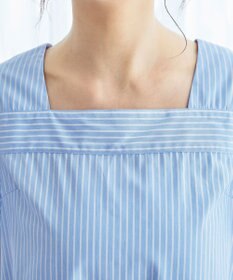 Tiaclasse 【洗える】ストライプフレアスリーブチュニックブラウス