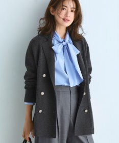 美品✨　ドゥロワー　3G編み込み フリンジ ニット ジャケット　コットン混　近年 ウォッシャブル】コットンリングヤーンニットジャケット