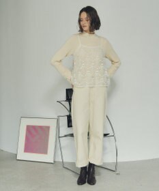 YECCA VECCA 【2点SET】刺繍レースキャミセットハイネックニット