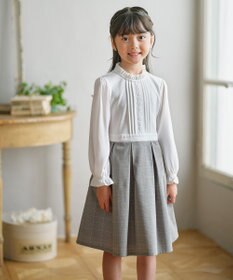 組曲 KIDS  【110-140㎝】 チェックワンピース＆ドビージャケットセット