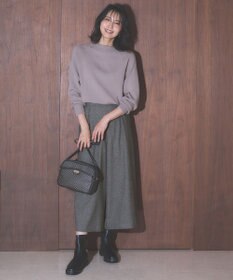 ANY 【洗濯機可能/ウエストゴム】ライトツイード ワイドパンツ