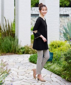 Tiaclasse L 【洗える】ミラノリブ編みのフレア袖ニットチュニック