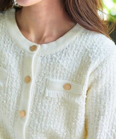 Tiaclasse 【洗える】ツイードニットカーディガン