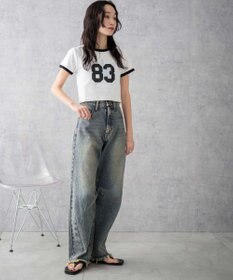 WEGO ヴィンテージウォッシュカーブデニムパンツ