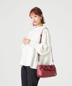 LA BAGAGERIE シープレザー ギャザーハンドル2wayラウンドトートバッグ