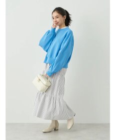 earth music&ecology クルーネック袖シャーリングスウェット