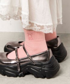 WEGO モチーフ刺繍アンクルソックス