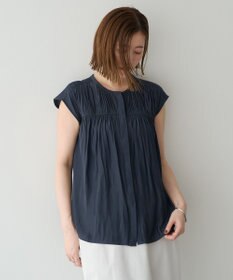YECCA VECCA <<接触冷感>>フレンチスリーブギャザーブラウス