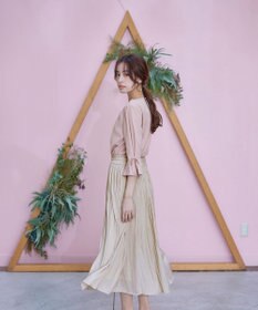 Tiaclasse 【洗える】リボン付きタックフレア袖ブラウス