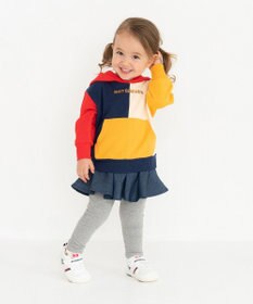 MIKI HOUSE HOT BISCUITS 【80-120cm】 マルチカラー配色切り替え ロゴパーカー