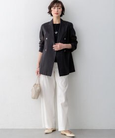 23区 リネンレーヨンストレッチ ワイドパンツ