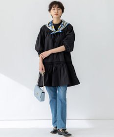 23区 L 【洗える】コンパクトライトクロス ピンタック チュニックワンピース