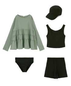 San-ai Resort（三愛水着楽園） 【WEB限定】5点セット キャップ付きUVカットタンキニ+ティアードラッシュセット水着【BeachQueen(ビーチクイーン）】