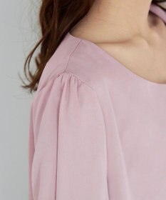 Tiaclasse 【洗える】リボン付きタックフレア袖ブラウス