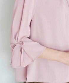 Tiaclasse 【洗える】リボン付きタックフレア袖ブラウス