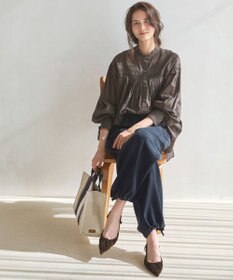 23区 L 【SLOW/一部店舗限定】コットンボイル ギャザー ブラウス