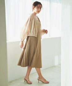 Feroux 【洗える】プリーツコンビ ジャンパースカート