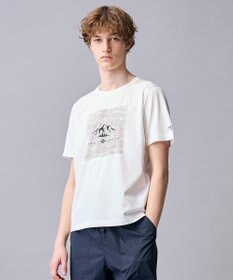 JOSEPH ABBOUD MOUNTAIN 【ゆったり】プレーティング天竺 リーフプリントアウトドア Tシャツ
