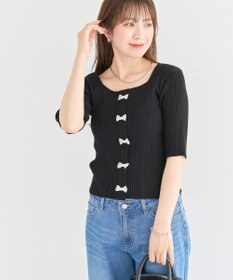 Green Parks ・ｓｗｉｎｇ　ｂｙ　フロントリボンリブニット