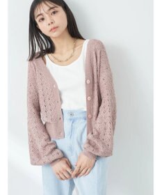 earth music&ecology 透かし編みテープヤーンカーディガン