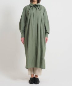 muuc 〈多彩な着方が叶う〉〈衿立て＆衿折り〉〈遠州織物の工場で織られた上質なコットン生地〉リボン紐付き多様衿 シャツワンピース