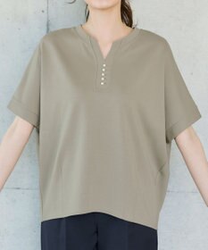 Tiaclasse パール付きキーネックトップス