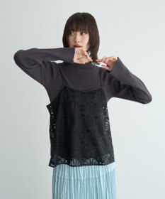 YECCA VECCA 【2点SET】刺繍レースキャミセットハイネックニット