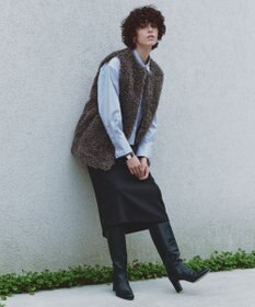 UNFILO 【選べる着丈】ダブルクロス Iラインスカート